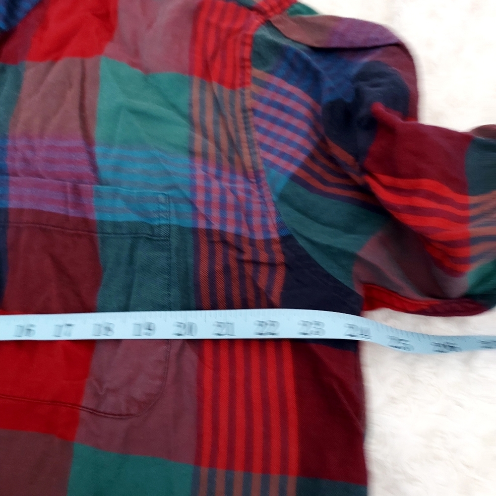 Perry Ellis plaid Cotton Rayon cutoff button-down shirt Beachy Grunge Western - Picture 5 of 6